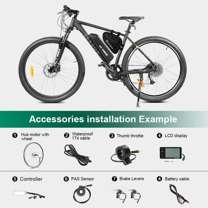 E-Bike Conversion Kit 36V 350W 27.5" Rear Cassette Motor Bicycle Hub Motor Conversion Kit