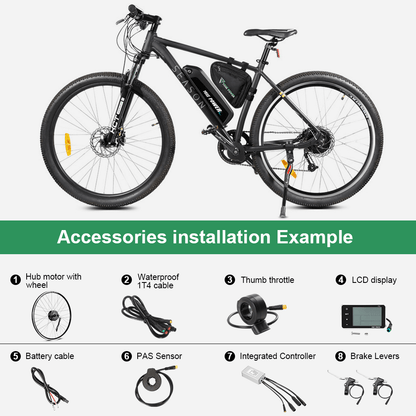 E-Bike Conversion Kit 36V 350W 28"(700C) Rear Freewheel Motor Bicycle Hub Motor Kit