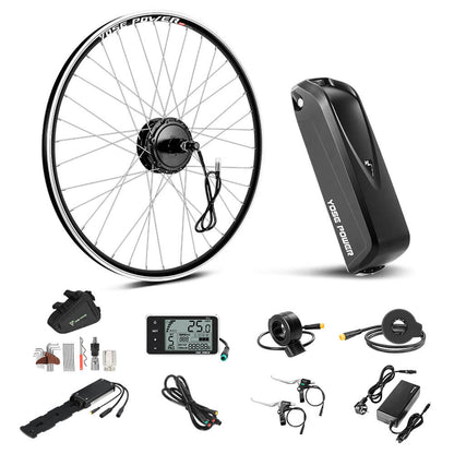 Kit de conversion pour vélo électrique 36V 350W 28"(700C) Kit moteur arrière pour cassette avec batterie 36V 18Ah et chargeur