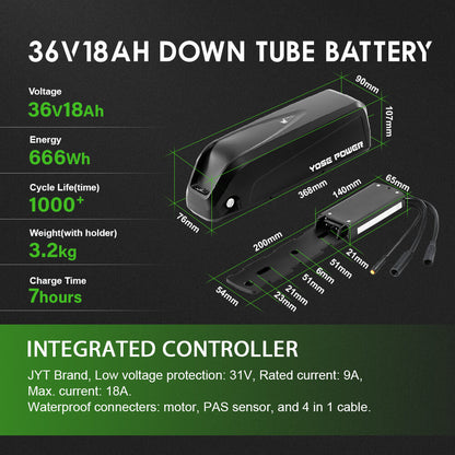 Kit de conversion pour vélo électrique 36V 350W 28"(700C) Kit moteur arrière pour cassette avec batterie 36V 18Ah et chargeur