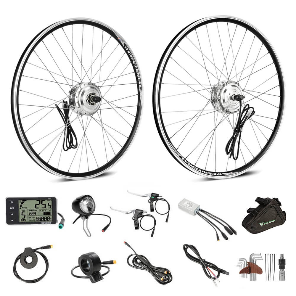 Kit de conversion pour vélo électrique 36V 250W 28"/700C Kit moteur avant pour vélo électrique Moteur de moyeu de vélo électrique en argent sans batterie