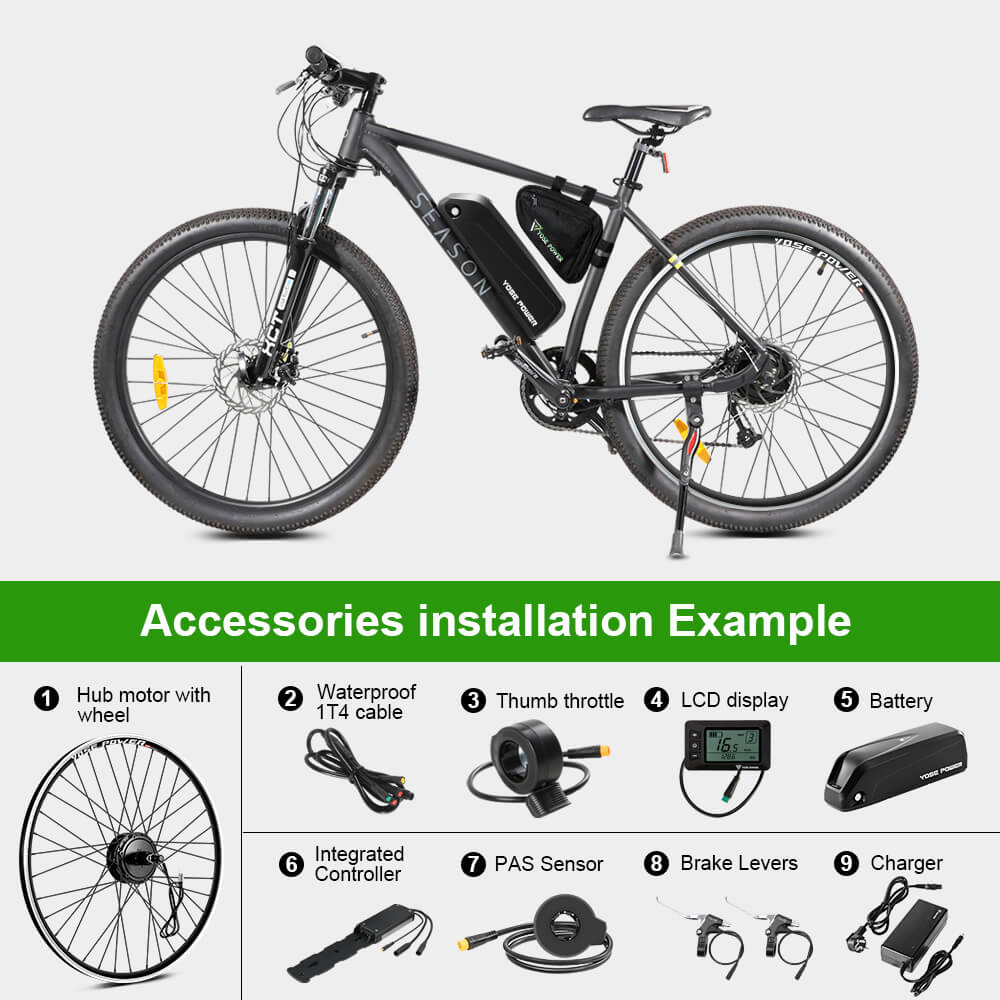 E-Bike Umbausatz 36V 250W 28"(700C) Heckmotor Kit für Kassette/Steckkranz mit 36V 18Ah Akku und Ladegerät Elektrofahrrad Conversion Kit