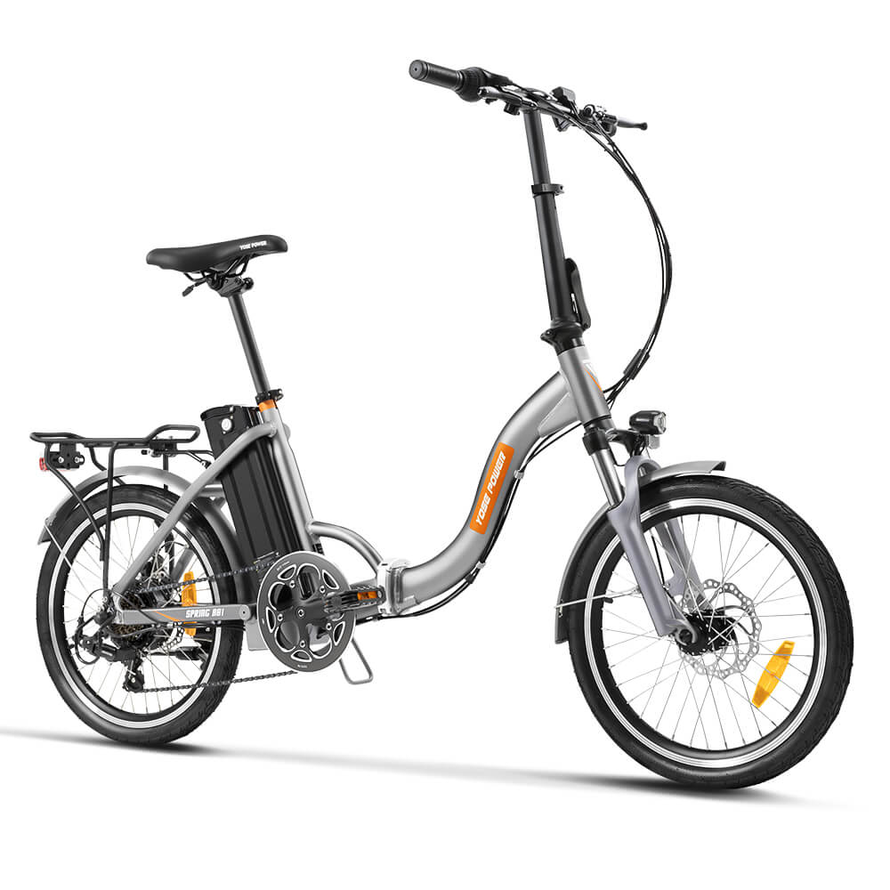 Grey Folding-E-Bike, partial orange