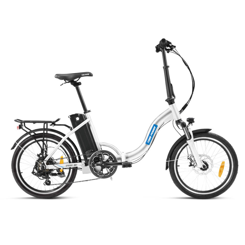 White Folding-E-Bike, partial blue