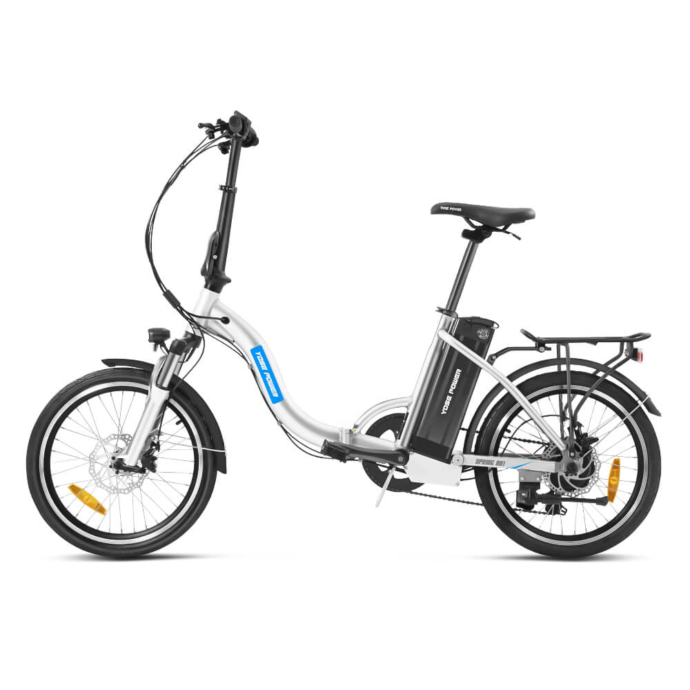 White Folding-E-Bike, partial blue