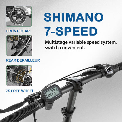 Folding-E-Bike, shimano 7-speed