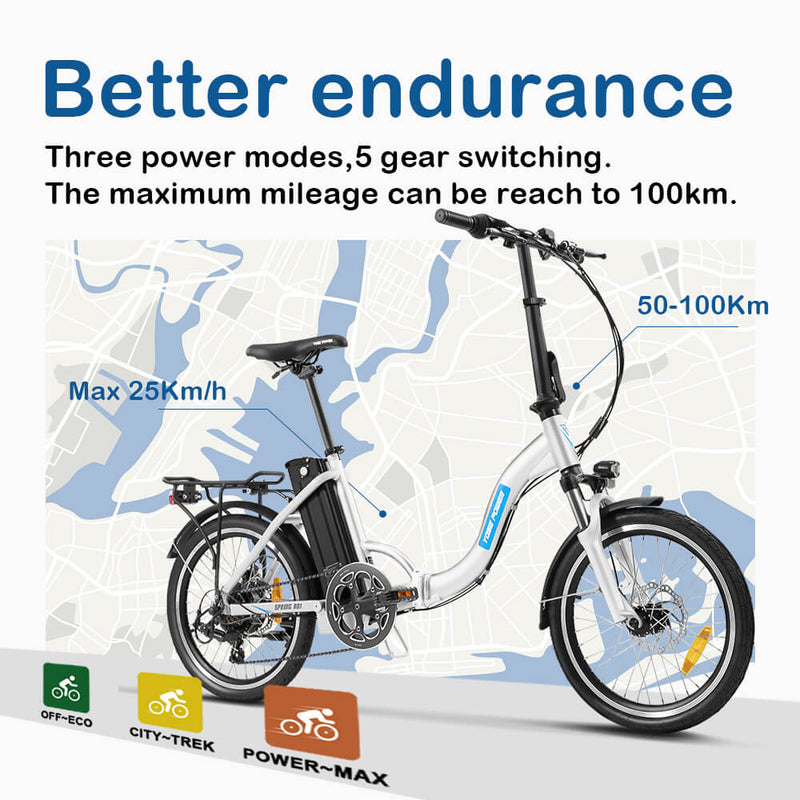 Bicicletta elettrica pieghevole YOSE POWER 20" 36V 250W con batteria 36V 13Ah Spring A01/A02