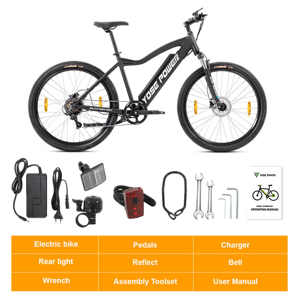 Yose Power Mountain E-Bike with Torque Sensor Summer B01-T BLK