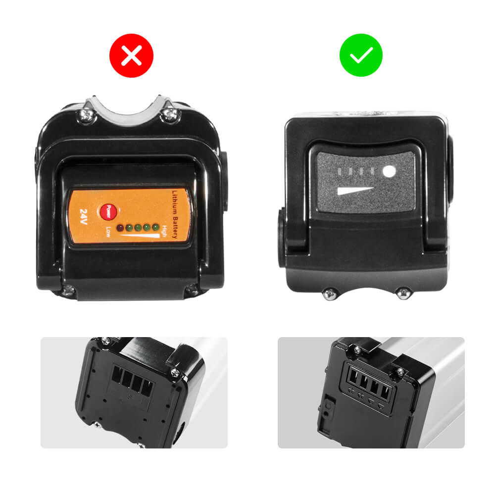 Partial comparison of the old and new battery indicator lights and discharge port of Seat Tube Battery