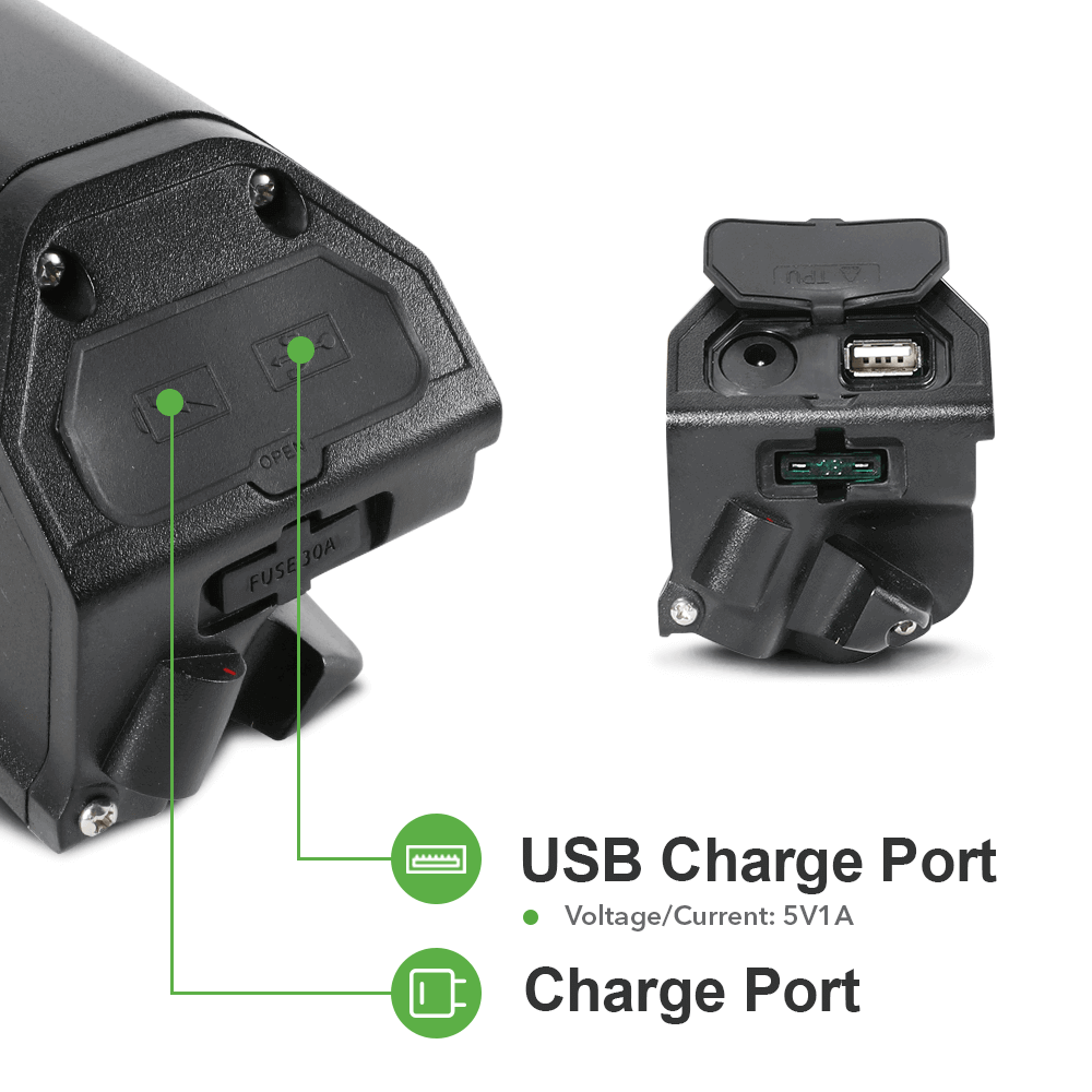 Battery charge port and USB charge port