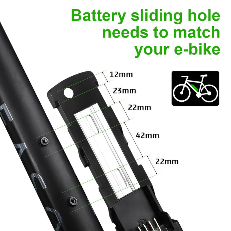 36V15.6Ah/17.4Ah/20Ah, 48V13Ah/48V15Ah Down Tube Hailong1-2 Batteria agli ioni di litio Accu E-Bike Bottiglia per bicicletta elettrica New Black DIY
