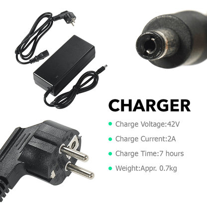 Details and data of the two sockets of the battery charger