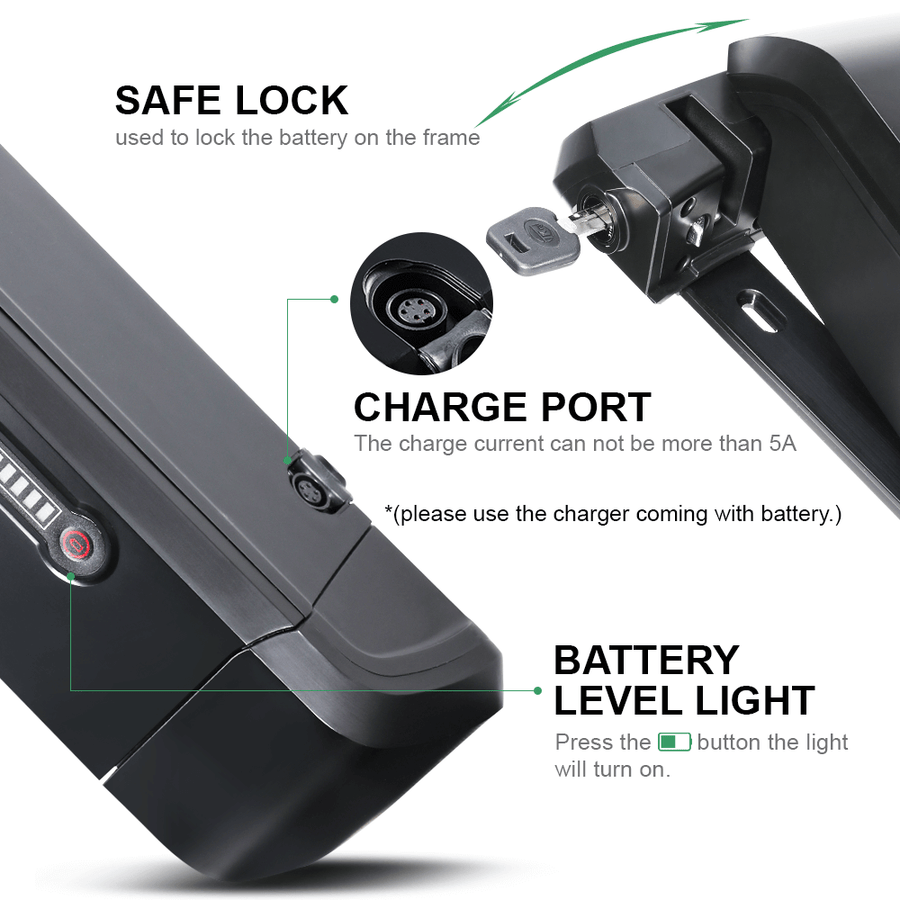 Batterie Vélo électrique SHIMOST 36V 13Ah (481Wh) Avec Chargeur – Compatible Phylion XH370-13J, Moteur 250-800W, Expédition Allemagne
