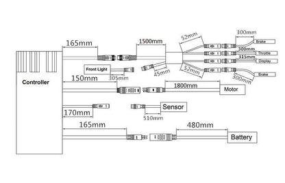 Length data of the connecting cables of each part of E-Bike Conversion Kit