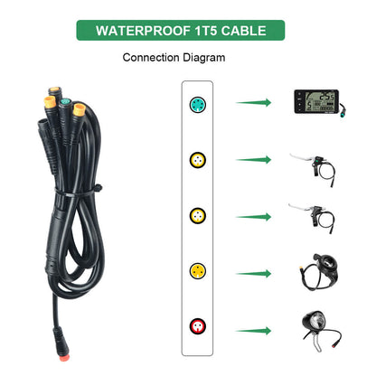 E-Bike Conversion Kit, waterproof 1T5 cable connection diagram