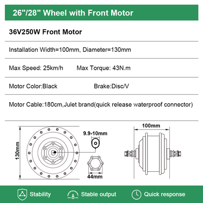 E-Bike Conversion Kit, Front motor parameters