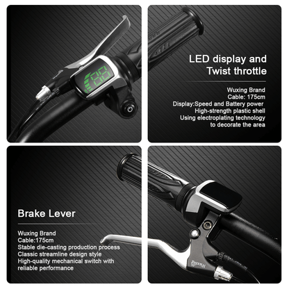 E-Bike Conversion Kit, LCD display, twist throttle and brake lever