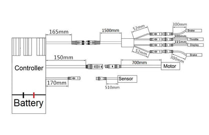 Length data of the connecting cables of each part of E-Bike-Conversion-Kit