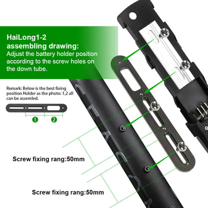 E-Bike Battery Installation Adjustment Bracket Size Information